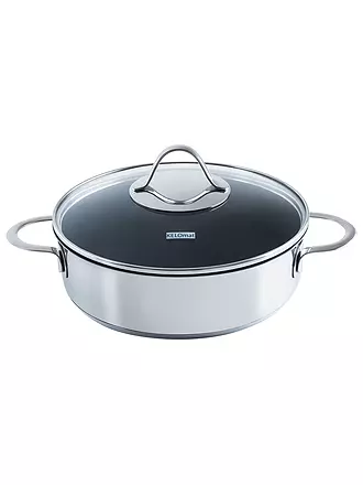 KELOMAT | Schmorpfanne mit Deckel Perfekt 24cm Edelstahl Antihaft | 
